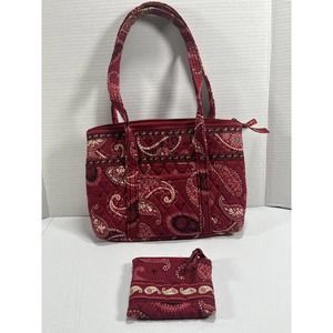 Vera Bradley Purse & Coin Purse Set Red Paisley Little Betsy